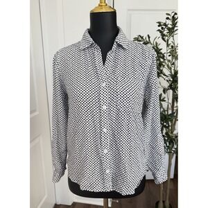 Velvet Heart Button Up Shirt Women XS White Black Dot Pattern